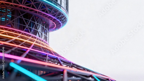 Futuristic building with neon lights