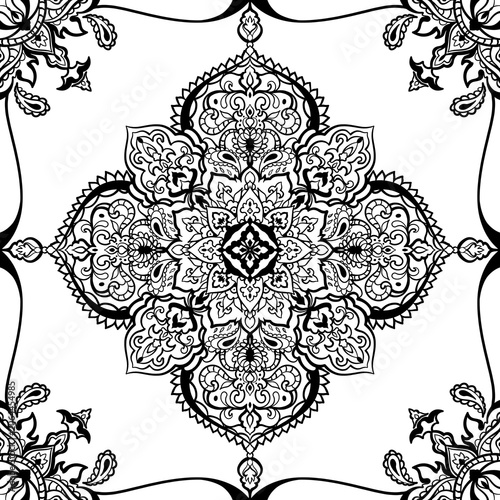 Illustration of bandana and scarf pattern design, unique abstract pattern with black and white colors, not ai generate