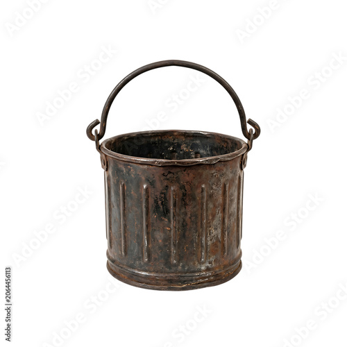 Old rusted metal bucket with handle