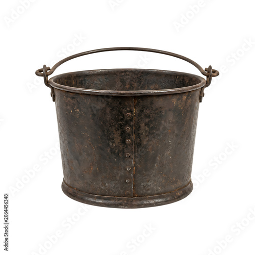 Old rusted metal bucket with handle