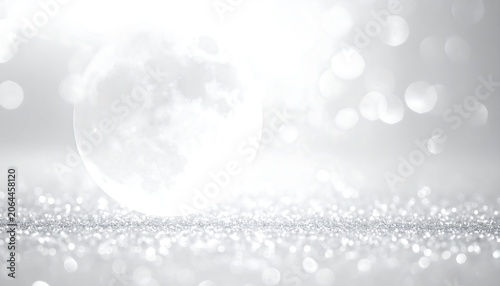 Lunar Glow Celebration Theme with Dreamy Silver Lighting on Soft Silver Background Ethereal Cosmic Festive Concept Design
