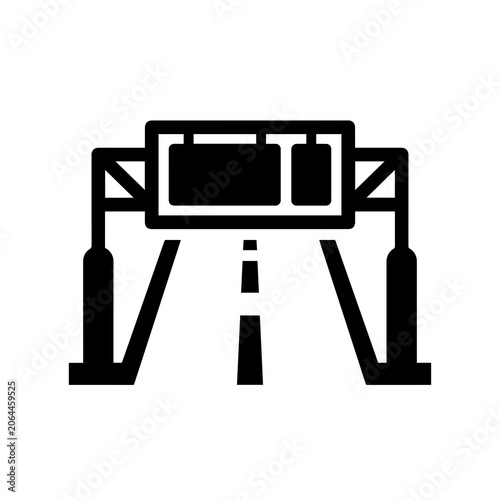 Highway overhead gantry road sign icon with overhead transport infrastructure