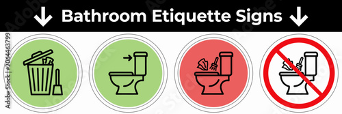 Bathroom Etiquette Signs With Clear Instructions