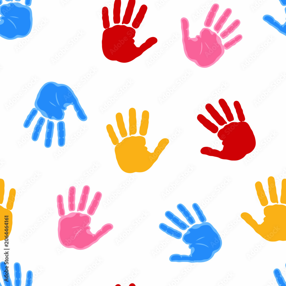 Obraz premium Colorful Handprint Pattern Design With Bright Palette