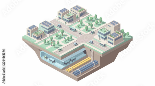 Foto Isometric view of industrial complex.