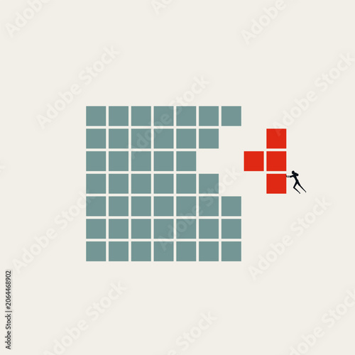 Business project completion solution vector concept. Symbol of corporate teamwork, missing piece, strategic planning goal achievement . Minimal design eps10 illustration.