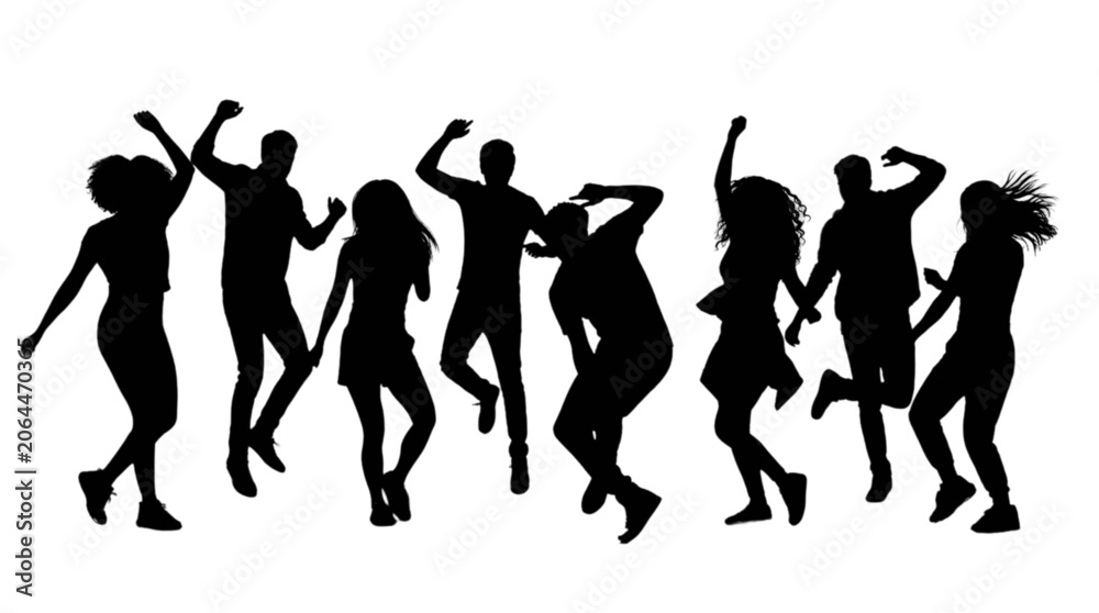 Fototapeta premium Silhouette people dancing together in a group isolated on transparent background, Vector