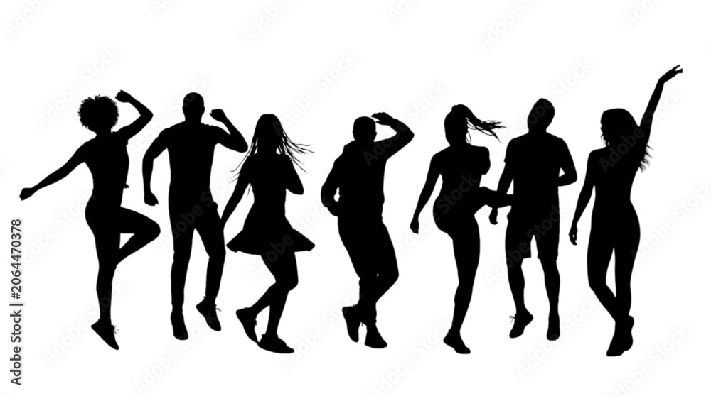 Obraz premium Silhouettes of people dancing together isolated on transparent background, Vector