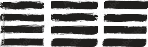 Set of vector paint brush stroke grunge paint brush stroke set. frames, box and artistic design elements on white background. set of black silhouettes of paint strokes
