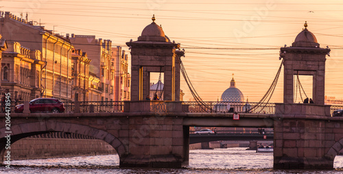 Fotografía City river bridge reflection landscape in Saint Petersburg, Russia