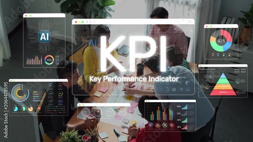 Business Team Meeting Analyzing Key Performance Indicators with Data Visualization and Artificial Intelligence Insights for Strategic Growth Sigmoid