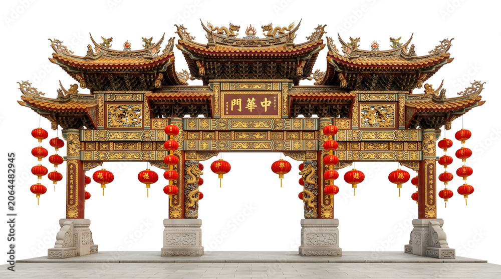 Fototapeta premium Chinese Paifang Complex Gate PNG