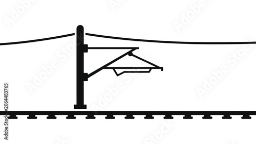 Photos Overhead Electric Rail Line Icon, Minimalist Train Catenary Wire and Railway Tra
