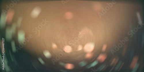 Quadro su tela Grunge Concentric circles pattern with blurred effect, warm brown and teal tones