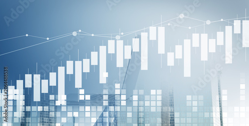 Finance and money technology background concept of business prosperity and asset management . Creative graphic show economy and financial growth by investment in valuable asset to gain wealth profit.