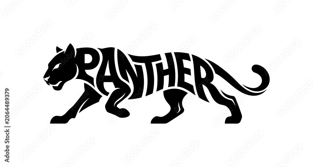 Fototapeta premium Panther Word Art Silhouette
