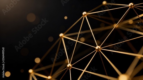 Golden network structure on dark background