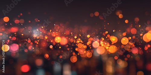 Abstract Golden Festive Bokeh Lights Shimmering Particle Background
