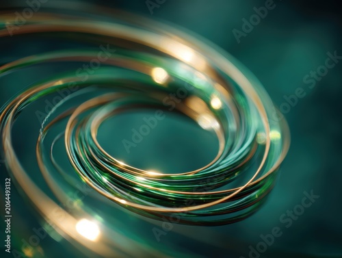Abstract Technology Emerald Green Swirl Vortex Particle Background

