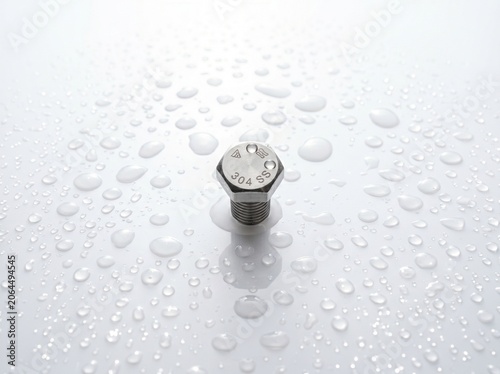 Shiny Bolt in Water Droplets — High Key
