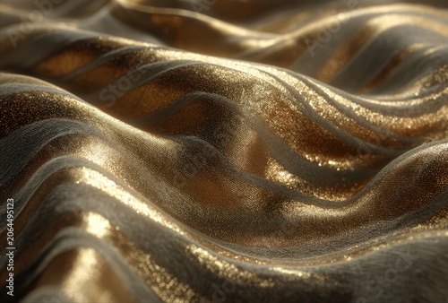 Abstract Luxury Golden Fluid Waves Textured Metallic Background
