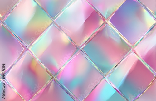 Abstract Iridescent Pastel Diamond Geometric Pattern Background
