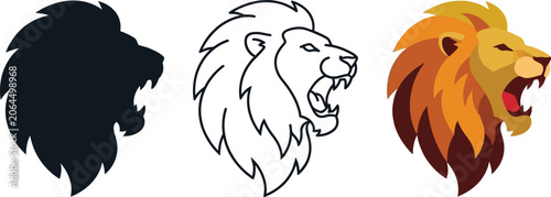 Tableau sur toile Powerful Roaring Lion Head Logos and Design Elements