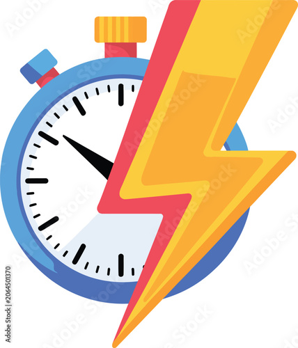 Stopwatch with lightning bolt time speed energy