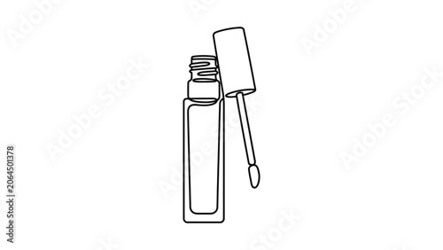Lip Gloss Bottle Outline, Open Makeup Container with Applicator Wand