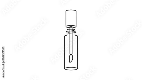 Perfume Sample Vial Icon Outline Drawing, Fragrance Tester Bottle with Dropper