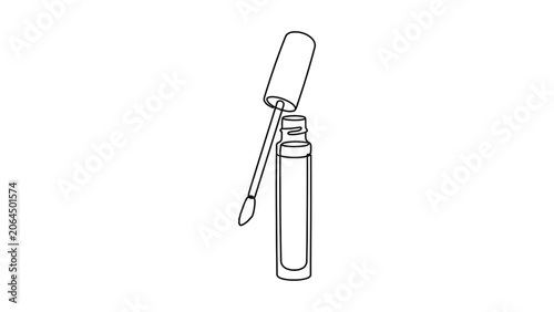 Lip Gloss Bottle with Applicator - Clean Line Art Drawing