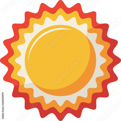 Yellow sun with red and orange wavy border