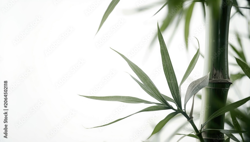 Naklejka premium textured bamboo leaf surface in white background with high key illumination