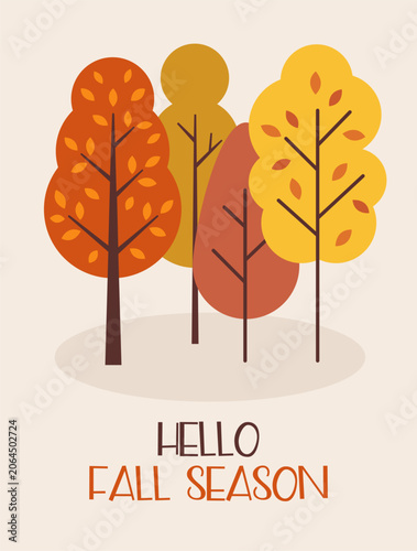Colorful Trees Welcome Fall Season With Bright Leaves and Simple Shapes