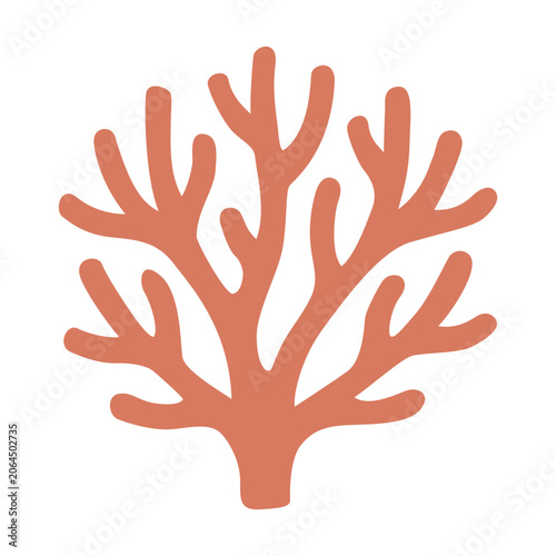 Coral Structure in Simple Design With Branches in Orange Color on a Plain Bac...