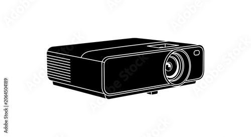Foto Digital projector device in black silhouette against a white background