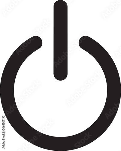 Obraz na plátně Minimalist power button icon vector, black electronic start switch symbol, unive
