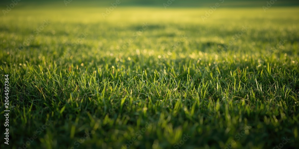Obraz premium Natural background with smooth green grass surface and high key illumination
