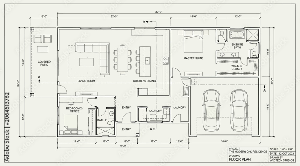 Obraz premium Architectural floor plan design for a modern residential house