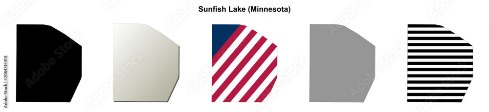 Fototapeta premium Sunfish Lake (Minnesota) blank outline map set