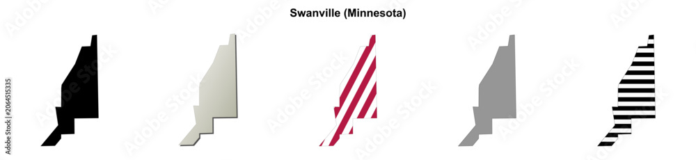 Fototapeta premium Swanville (Minnesota) blank outline map set