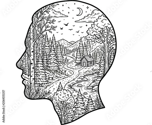 human head silhouette with gears