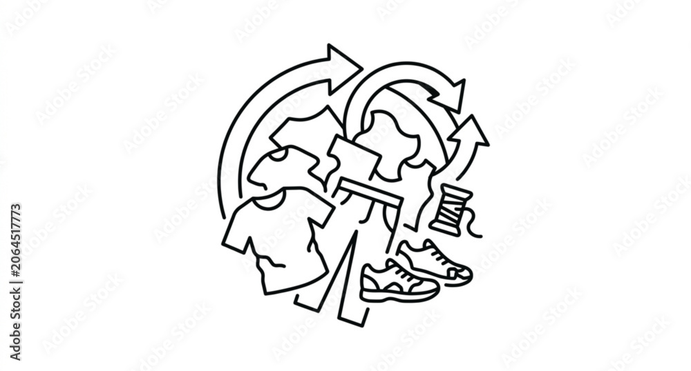 Naklejka premium Fashion and textile waste thin line icon vector design