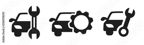 Auto Repair Icons. Car Service and Maintenance symbols. Vector hand drawn icons.