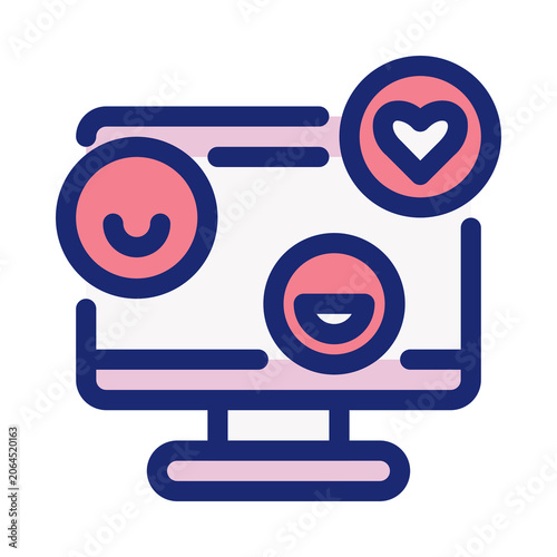 Social media reactions on a computer screen isolated on transparent background