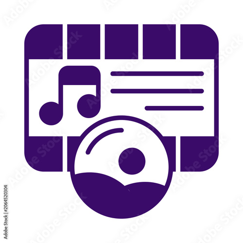 Purple music file icon isolated on transparent background