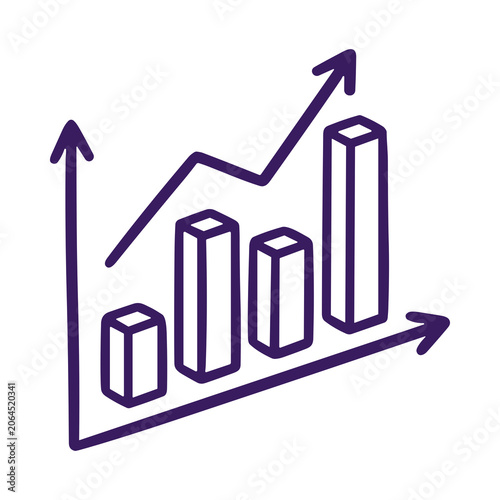 Increasing business growth chart icon isolated on transparent background