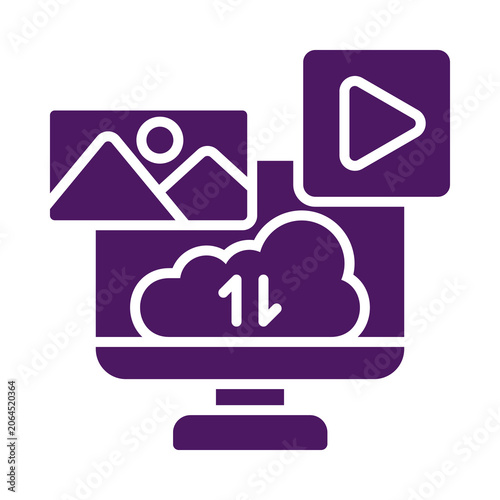 Multimedia cloud storage concept icon isolated on transparent background
