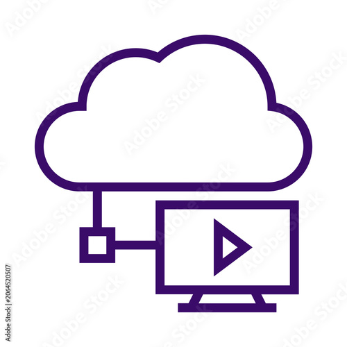 Cloud video streaming icon isolated on transparent background