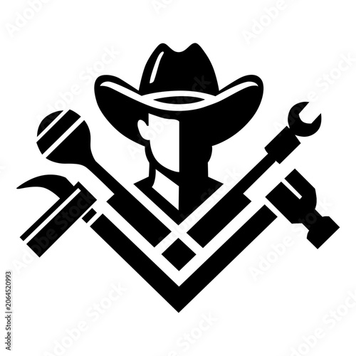 Cowboy Handyman with Tools Logo